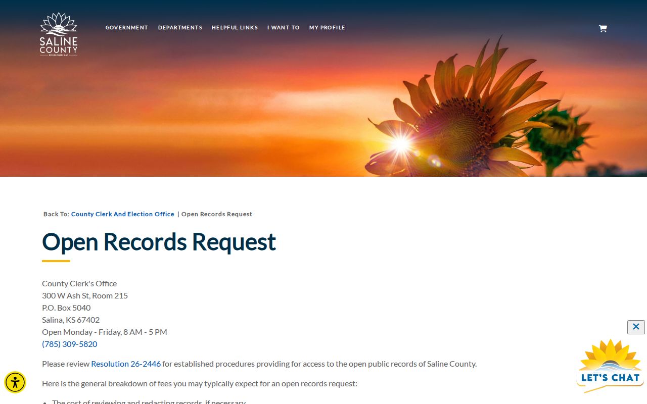 Saline County released inmate records request page