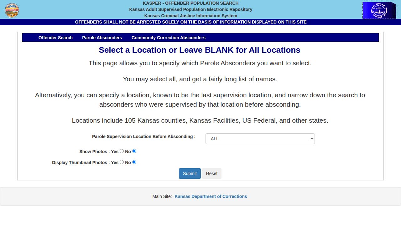 Saline County parole absconder supervision lookup